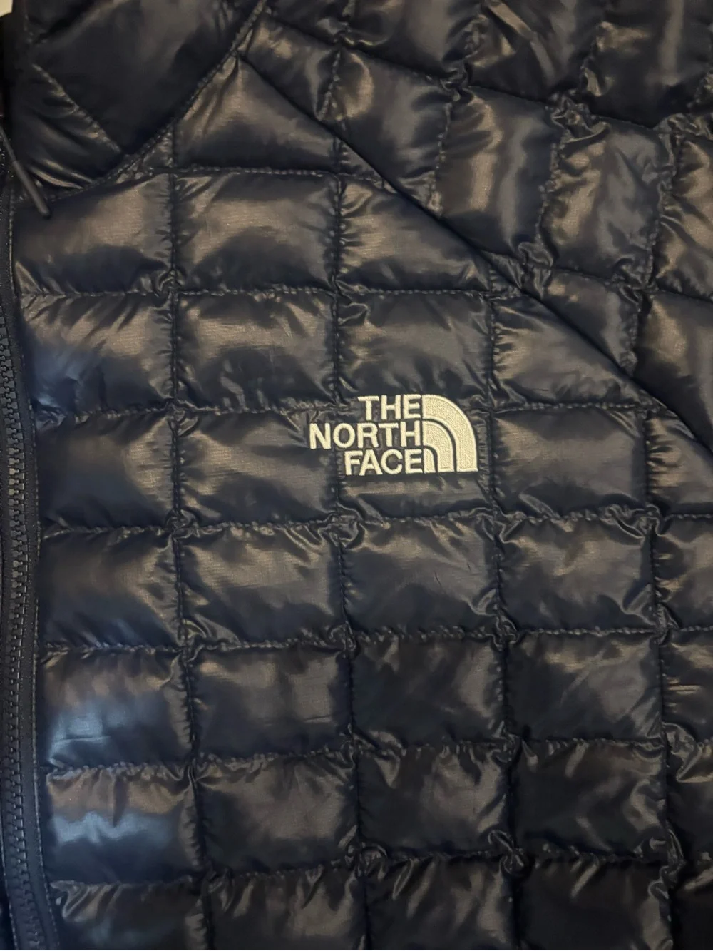 The North Face Navy Shiny Quilted Puffer Jacket
